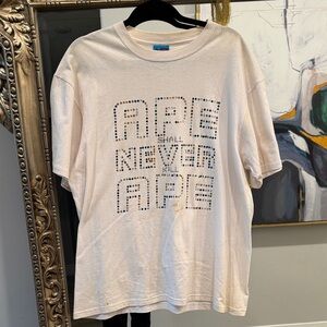 Bape White Graphic Tee with Bold Text